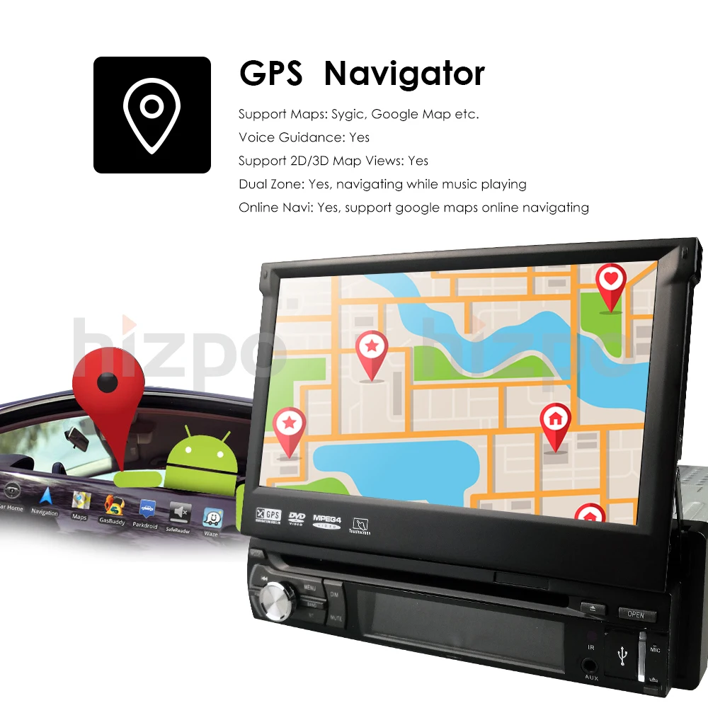 Top Universal 7 inch 1080P Single Din Retractable Android 9.0 Car DVD Player Digital touch screen Car Media Player 1GB+16GB USB RDS 1 Top Universal 7 inch 1080P Single Din Retractable Android 9.0 Car DVD Player Digital touch screen Car Media Player 1GB+16GB USB RDS 1