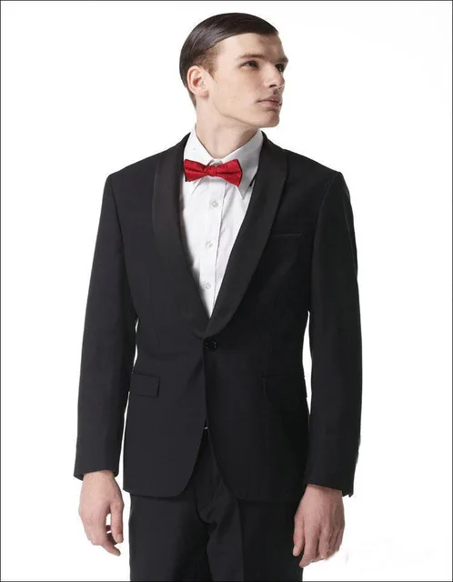 

2018 Morning Suits Grooms Tuxedos Black Wedding Suits For Men Shawl Lapel Mens Suits One Button Groomsmen Suit(jacket+pants)
