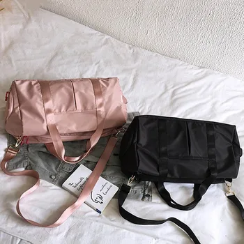 

Outdoor Waterproof Nylon Sports Gym Bags Men Women Training Fitness Travel Handbag Yoga Mat Sport Bag with shoes Compartment