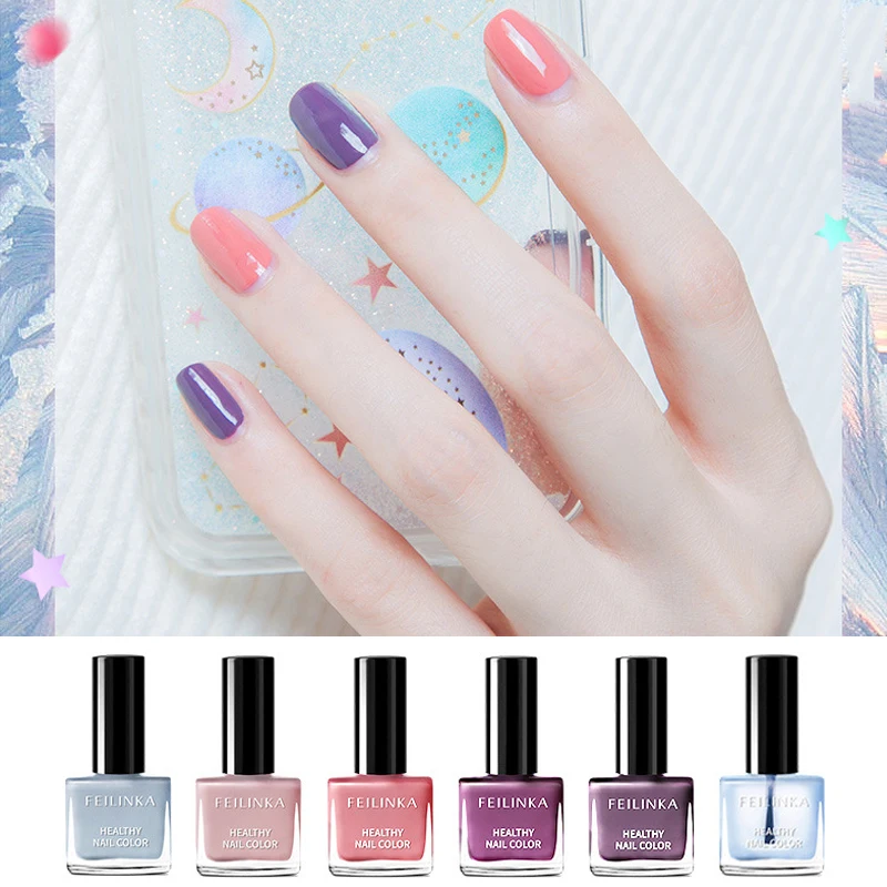 

6PCS Glitter Shiny Color Nail Polish Peel Off Water Based Scent Gel Varnish Lacquer For Nails Semi Permanent Hybrid Varnish Safe