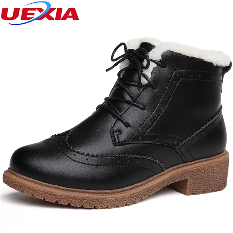 

UEXIA New Brand Women Shoes Female Winter Shoes Woman Warm Fashion Fur Ankle Boots Increase Platform Snow Boots Thick Plush Warm