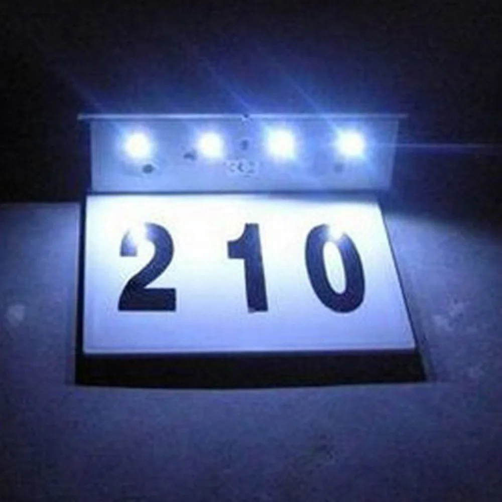 4LED Водонепроницаемый Солнечный свет номера Doorplate домашний адрес номер лампа
