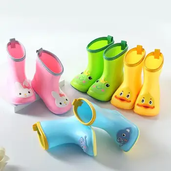 

Children's Shoes Boys Girls Wide Head Waterproof Rain Shoes Kids Cartoon Rain Boots