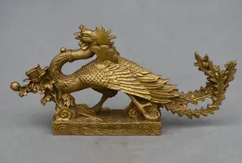 

Chinese Royal Brass famous vermeil sparrow phoenix Bird Fly Beast statue