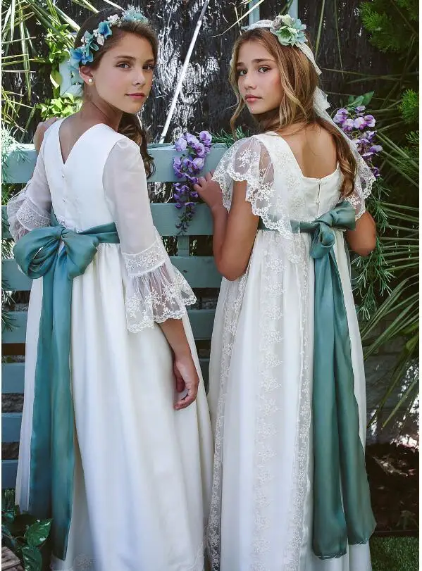 

Girl's Long Formal Dress 2018 Flower Girls Princess Dresses Floor Length Kids Lace Party Prom Dress Gowns Children's Dancewear