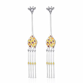 

Design New Silver Color Hyperbole Cute Giraffe Animal Long Drop Earrings for Women Fashion Earrings Jewelry YIE111