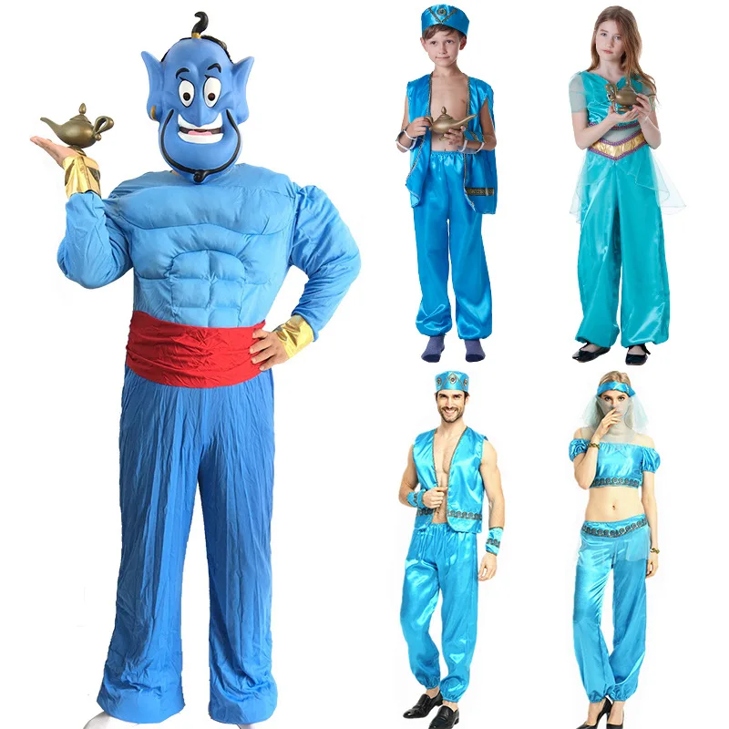 Adult Aladdin Muscle Costume for Men Cosplay Aladdin Jasmine Princess Arabian Prince Cosplay Costume