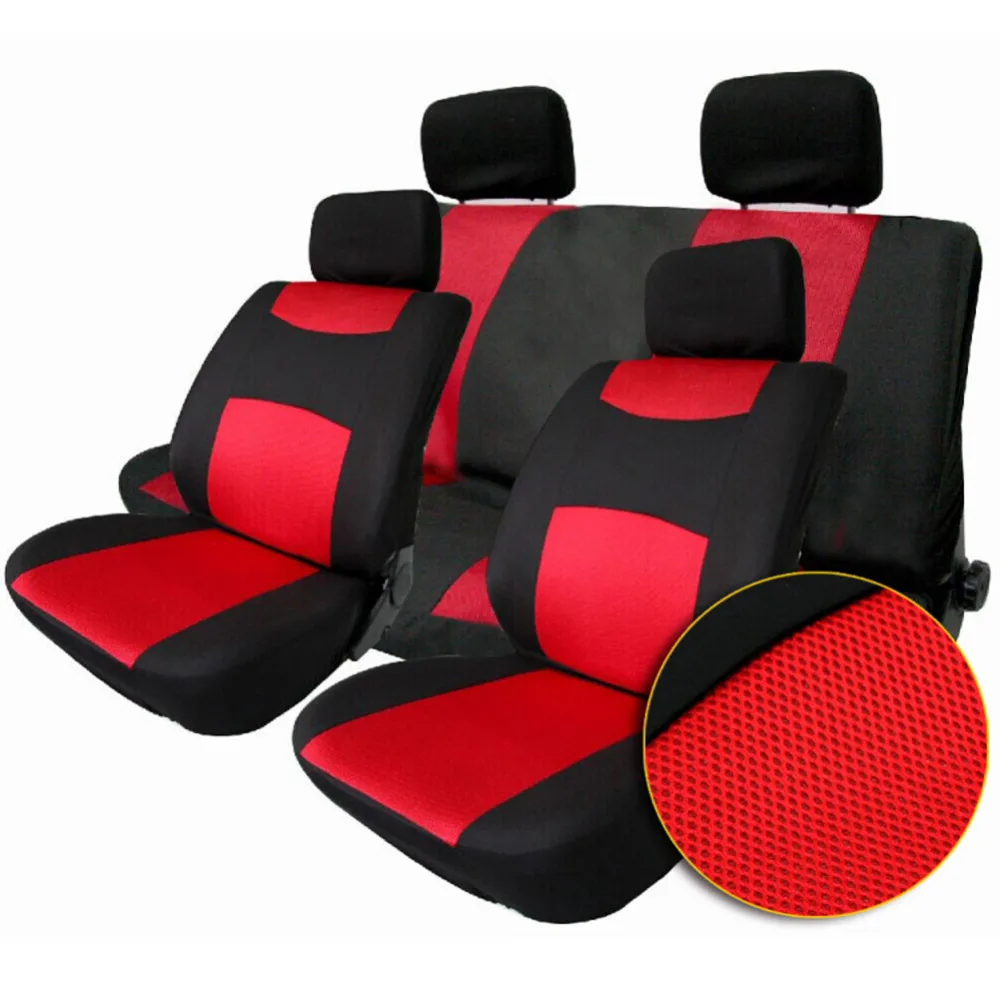 

10Pcs Full Set Universal Car Seat Cover Headrest Covers 4 Seasons Mesh Sponge Seat Protector Auto Interior Accessories