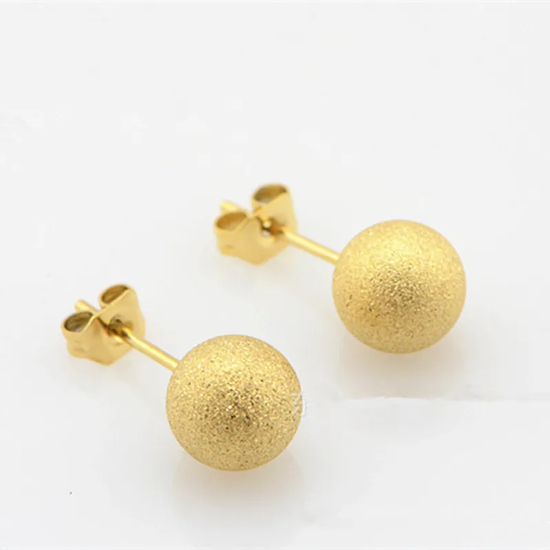 

Shiny Side Fashion Brand Jewelry three colour 8mm size Scrub effect ball Stud Earrings for Women classic elegant Earrings