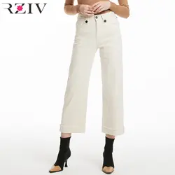 RZIV 2019 весенние женские повседневные однотонные декоративные пуговицы свободные джинсы стрейч джинсы