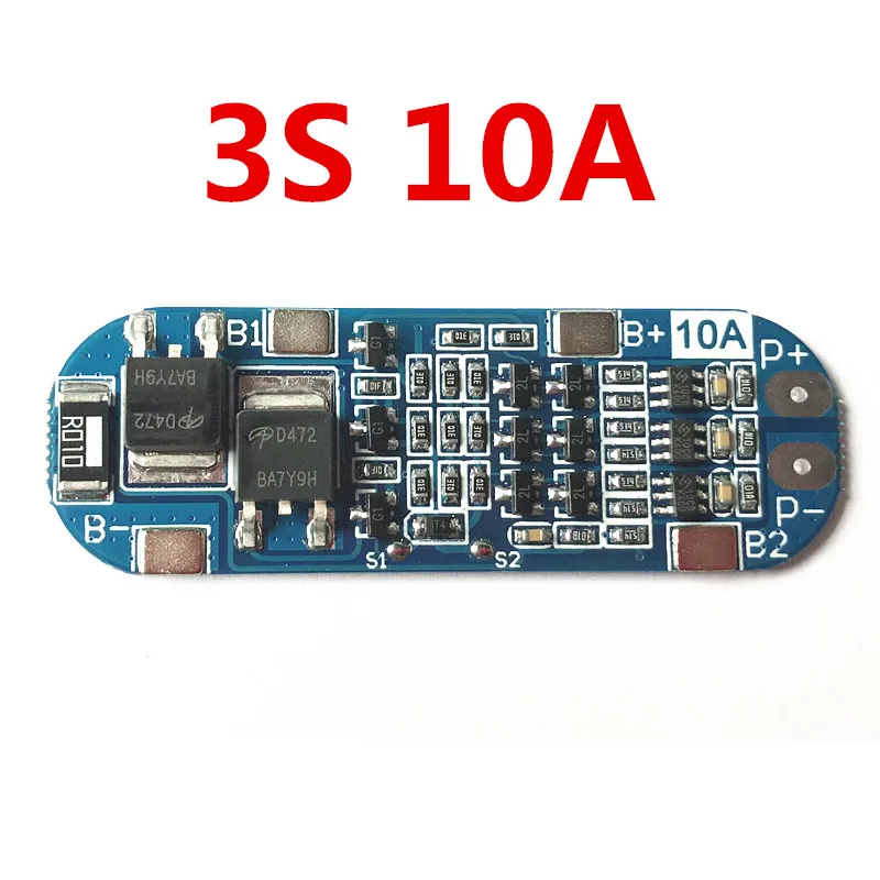 

3S 10A Lithium Battery Protection Board 11.1V 12V 12.6V BMS overcharged/short-circuit