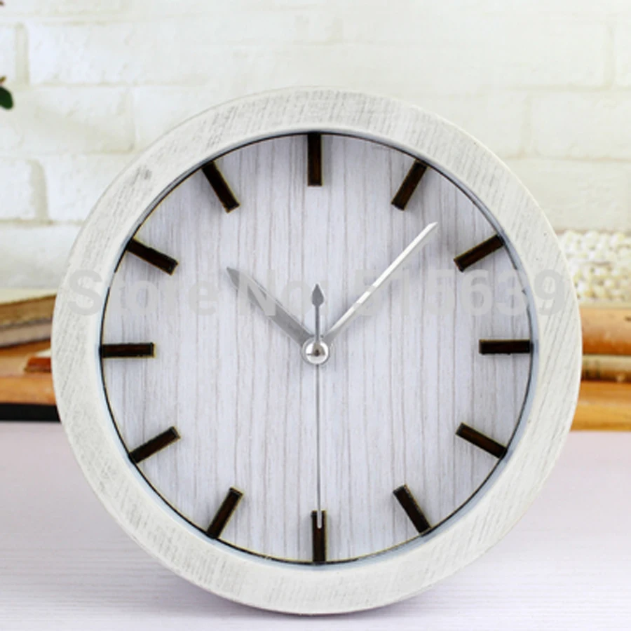 Pastoral Retro Alarm Clock Wooden Watches Silent Wood Desktop Clocks