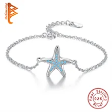 BELAWANG трендовая Хрустальная Морская звезда шармы браслет для женщин дизайн 925 стерлингового серебра женский браслет цепочка Ювелирные изделия в стиле "Бохо"
