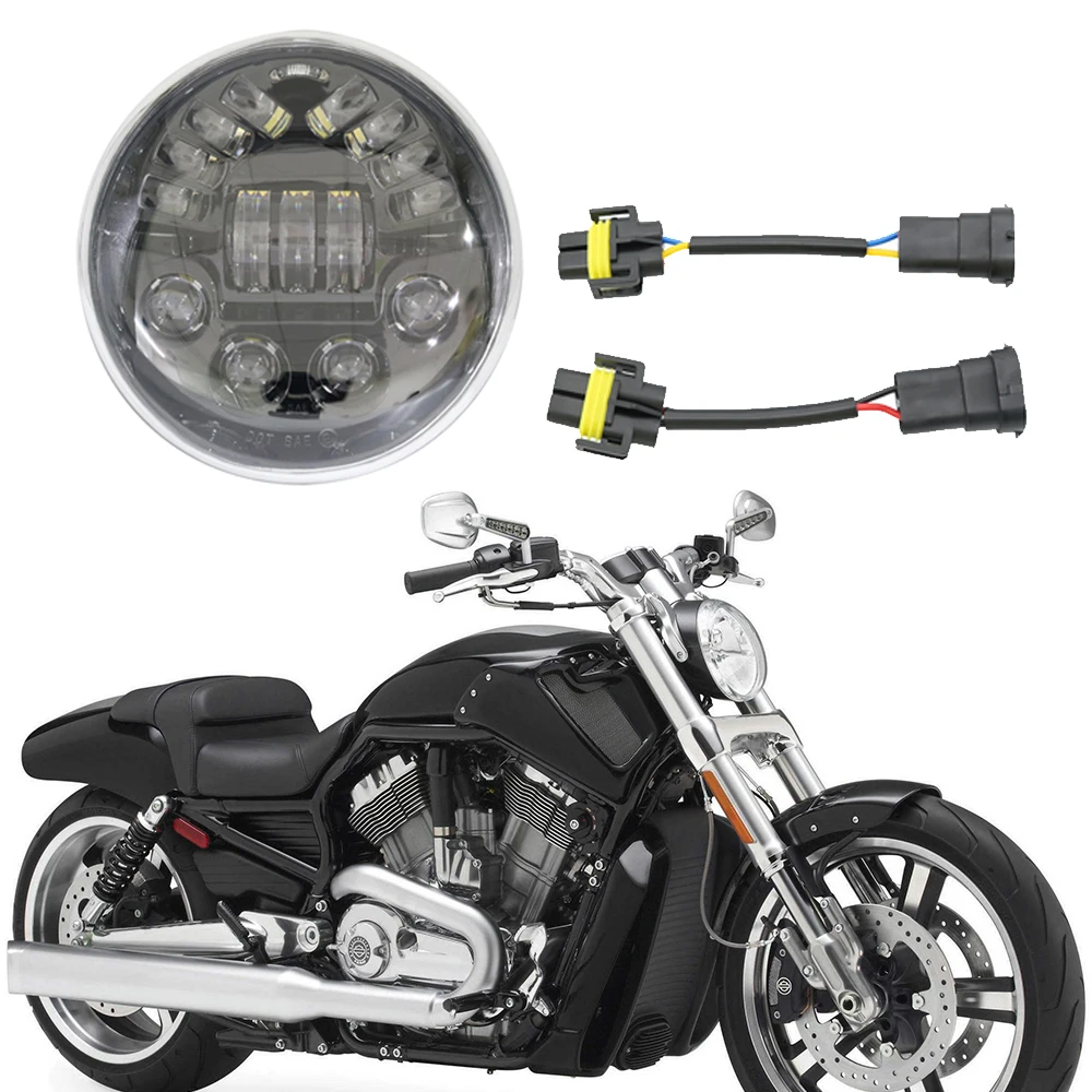 

For Harley Motorcycle LED Headlight Black / Chrome Headlamp with DRL Light For Harley V Rod VROD VRSCA Headlight VRSC V-ROD