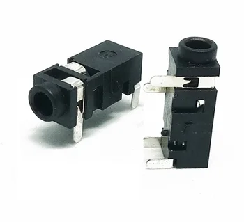 

100pcs Phone Jack Stereo 2.5 mm Diameter TRS 4 contact 3 conductor 3 Poles Right Angle Through Hole PCB 1 Switch Tip Ring Sleeve