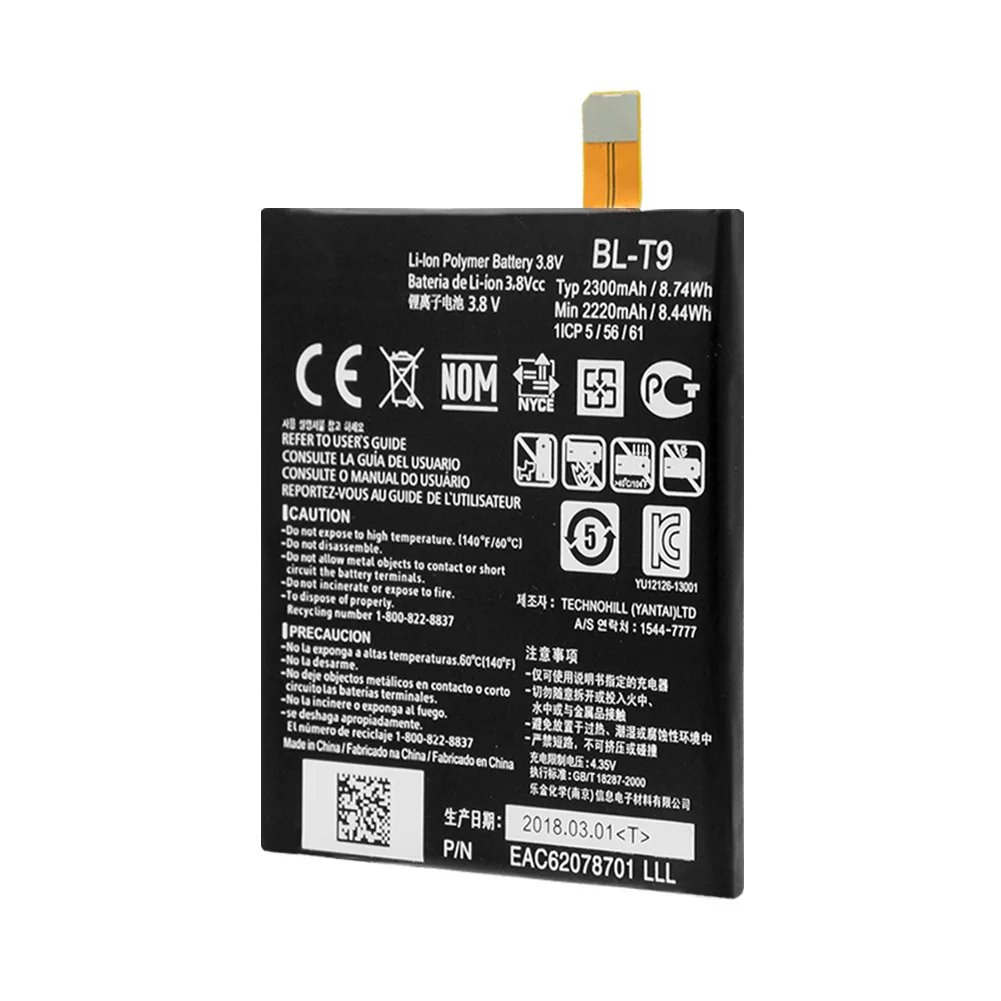 

3.8V 2220mah blt9 bl-t9 battery for lg Google Nexus 5 D820 / Nexus 5 D821 / Optimus G Pro E980 Rechargeable lithium battery 3.8V