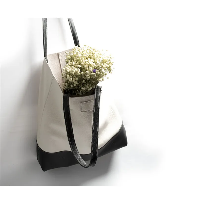 

Simple Style New Fashion Lady Shopping Bag Soft Cow Leather Women Totes Foldover Fashion Female Handbag Sac for Girls