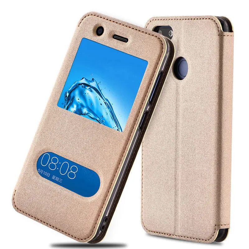 Window Flip Cover for Huawei P9 Lite Mini Case SLA-L22 Leather Case for Huawei Y6 Pro / Nova Lite 2017 Phone Bag & Soft Cover