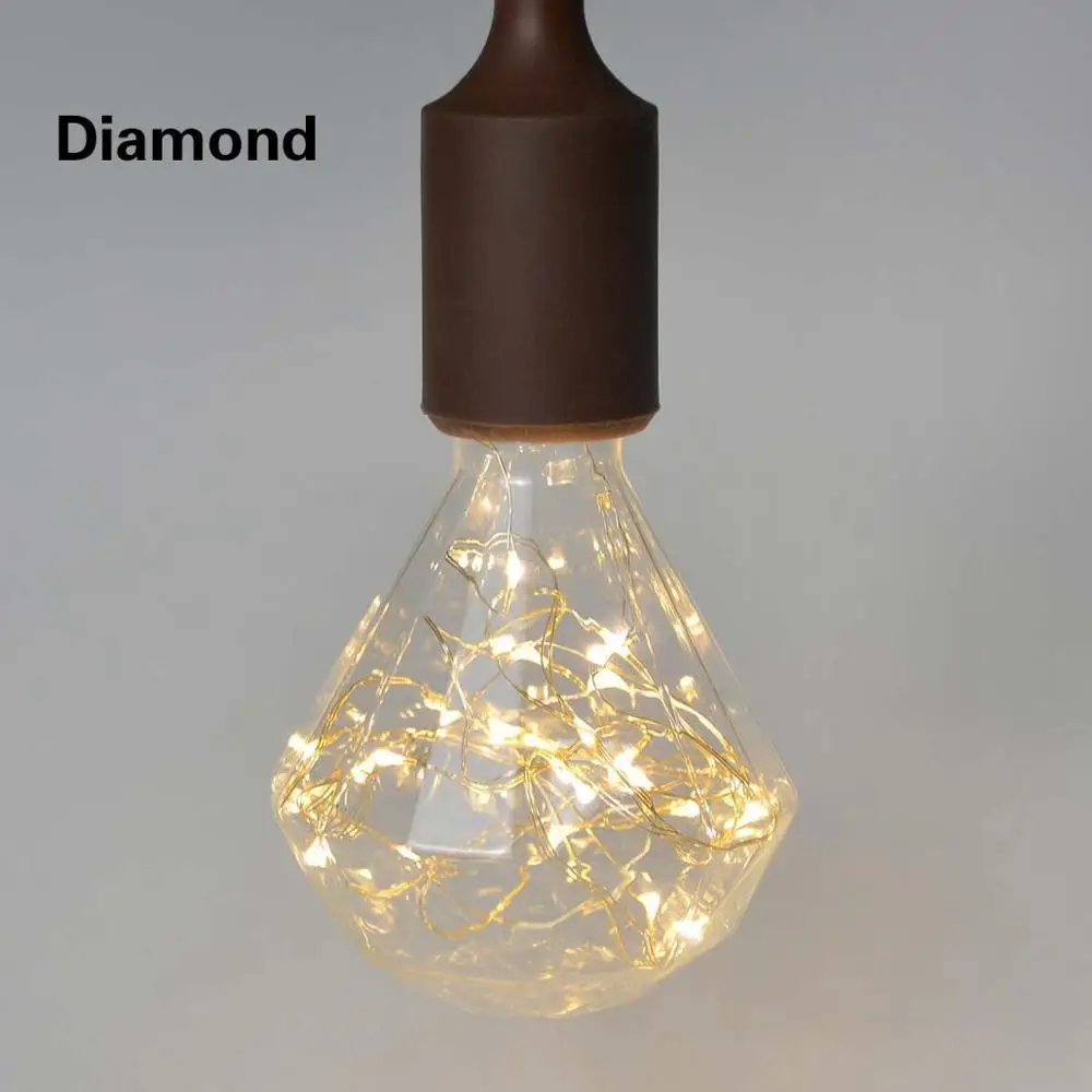 E27 декоративный светодиодный светильник, винтажный декоративный светильник из стеклянной бутылки, светодиодный диодный светильник, переменный ток 110 В 220 В, светильник в подарок - Испускаемый цвет: Diamond
