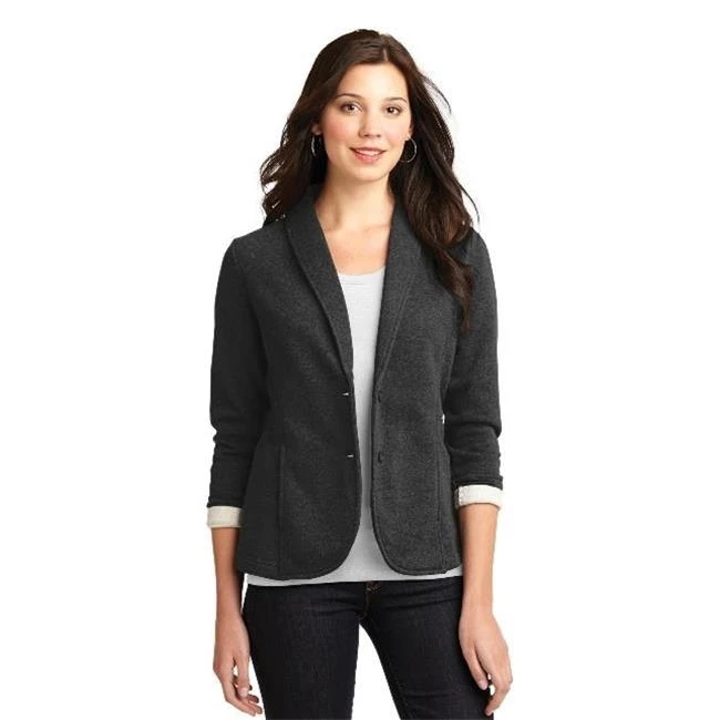 Port Authority L298 Ladies Fleece Blazer Dark Charcoal Heather - Extra Small