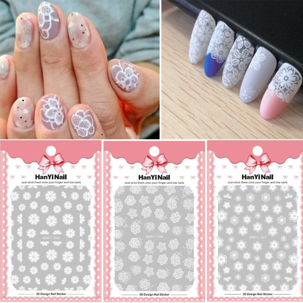 108 Designs High Quality 3d Nail Art Stickers Decals For Nail Tips