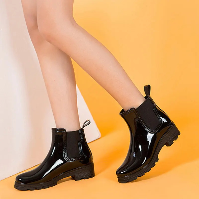 low heel rain boots