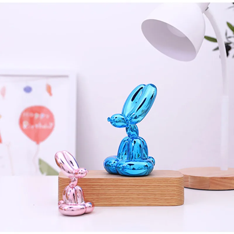  Electroplate Balloon Rabbit Creative Abstraction Simulation Animal Resin Figurines Children Bedroom - 33046680450