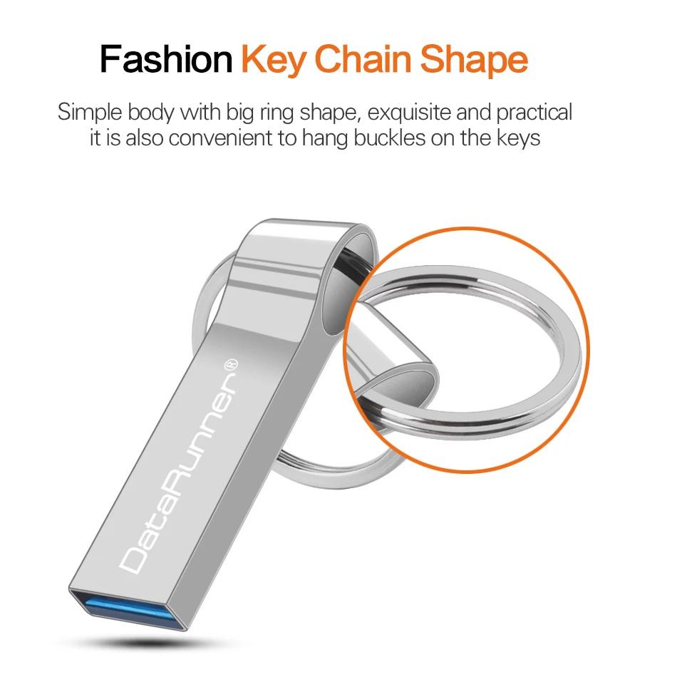 New DataRunner Usb 3 0 key Chian USB Flash Drive Metal Pendrive 256GB 128GB 64GB 32GBPendrive 3