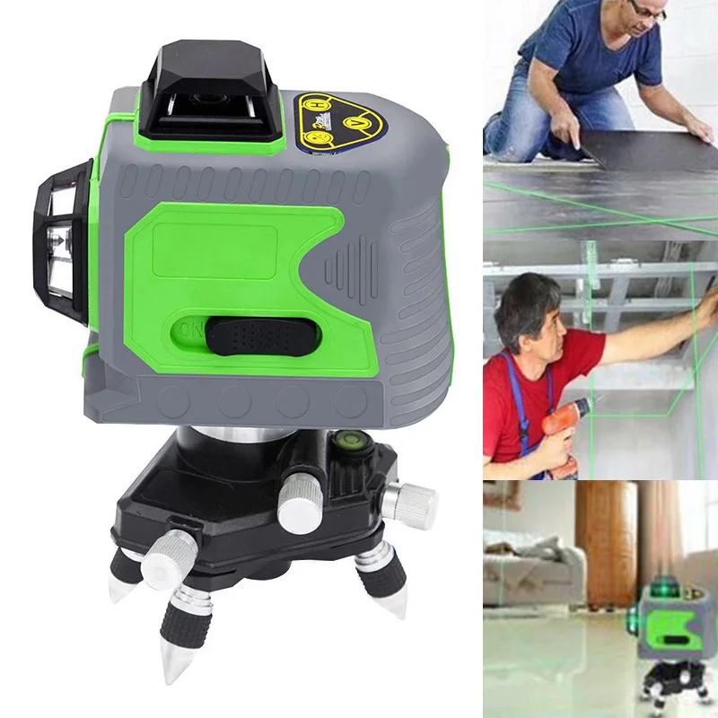 

Newest 12 Line 3D Infrared Ray Waterproof Self-Leveling Pivoting Base with Green Beam