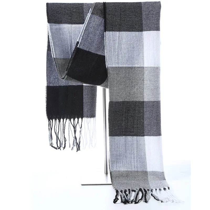 Зимний мужской шарф, клетчатая полосатая шаль, мужской повседневный деловой брендовый дизайнерский официальный кашемировый шарф, платок, Echarpe - Цвет: X