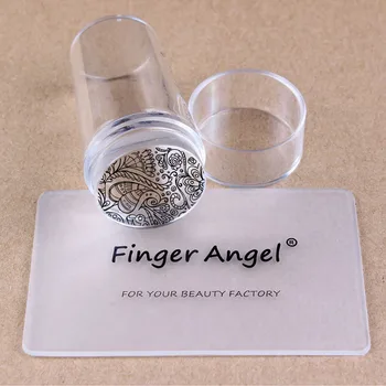 

Finger Angel 1 Pcs Nail Art Clear Jelly Stamper Transparent Silicone Head +1Pcs Nail Plastic Scraper Nail Tools Manicure Suit