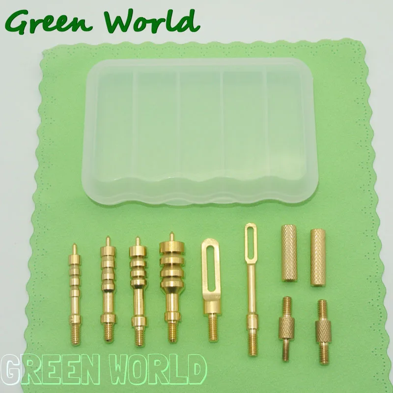 Green World 11 шт./лот. 22cal-. 45cal набор кистей для чистки пистолета из латуни с острым наконечником, шлицевые накладные петли