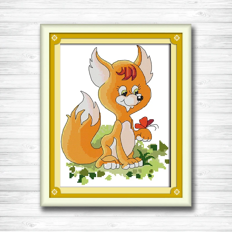 

Little fox cartoon animal diy decor painting 14CT 11CT counted cross stitch Needlework Set Embroidery kits chinese cross stitch