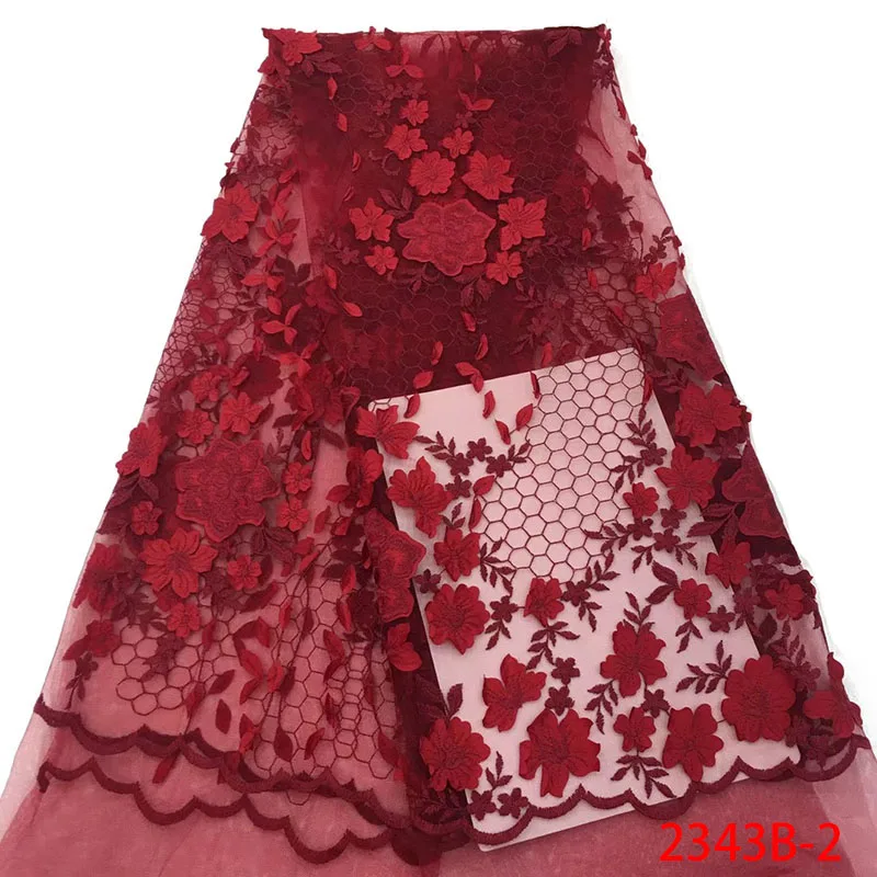 Best Selling Nigerian Tulle Lace Fabrics 2019 Red Embroidered French Mesh For Wedding Dress L2343B-2 | Дом и сад