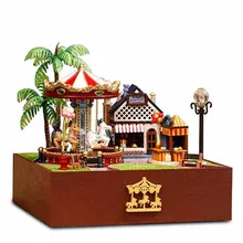 Сборки Miniatura DIY кукольный домик игрушка деревянные Trojan рай с Мебель набор светодиодные фонари Парки развлечений и детские площадки подарок на день рождения