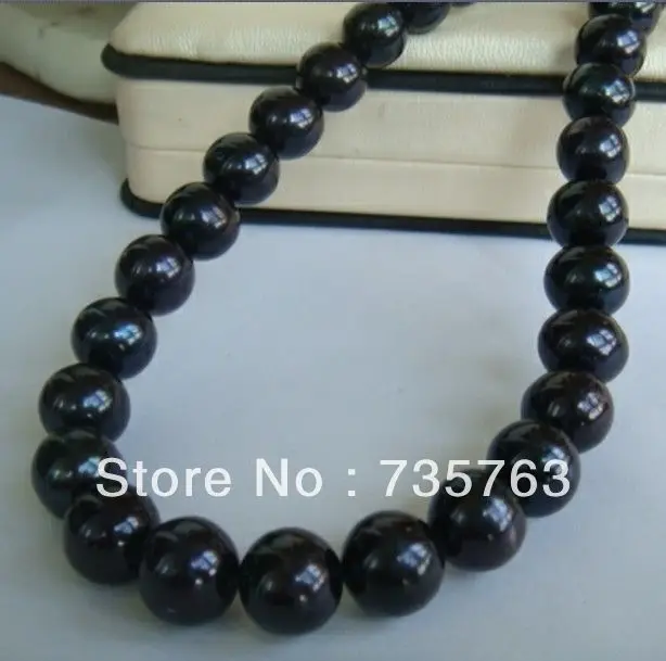 

NEW 00837 11-12mm natural tahitian black pearl necklace 18inch