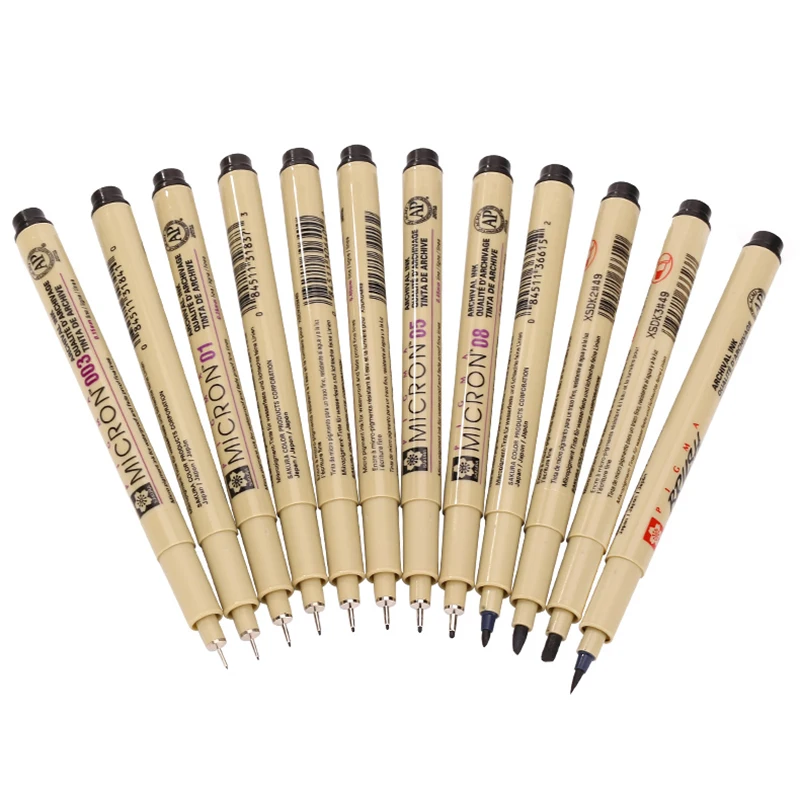 4pcs/lot Japanese Sakura Pigma Micron Fineliner Pen Needle Tip Drawing Pen  Black Brush Marker Waterproof Alcohol Ink - AliExpress