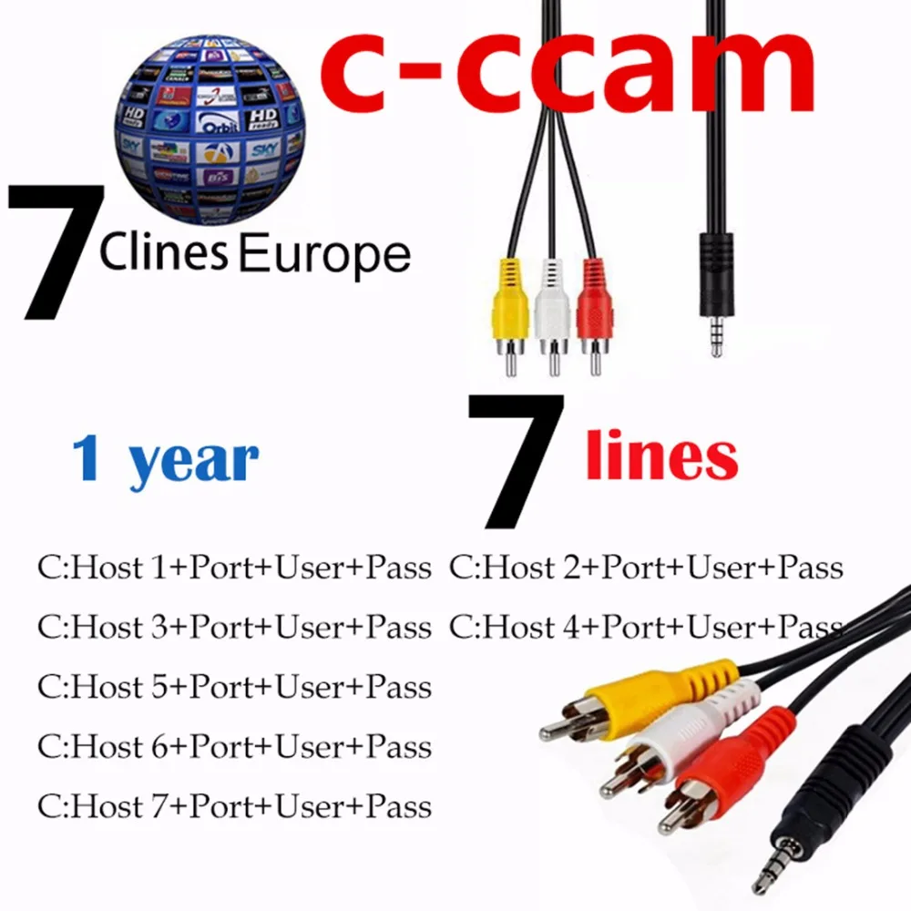 Cccam cline на 1 год Испания Португалия Спутниковый ресивер тюнер DVB S2 freesat v8 cccam cline на 1 год Европа