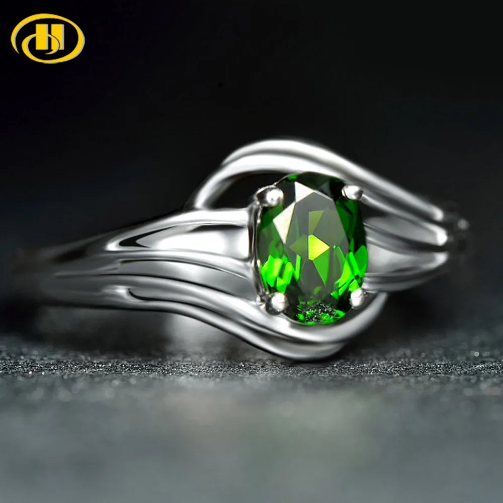 

Hutang 0.84 CTW Natural Chrome Diopside Solid 925 Sterling Silver Rings Fine Jewelry for Women's Wedding