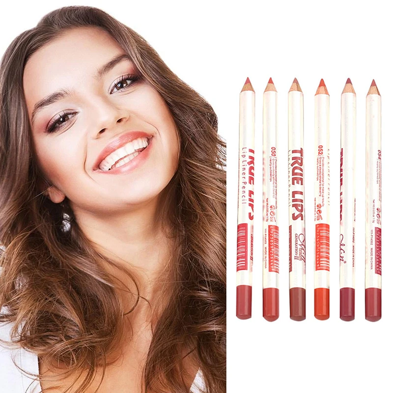 6Pcs Makeup Cosmetic Professional Wood Lip Liner Easy To Clean Second Dry Waterproof Lady Charming Soft Pencil Makeup. | Красота и