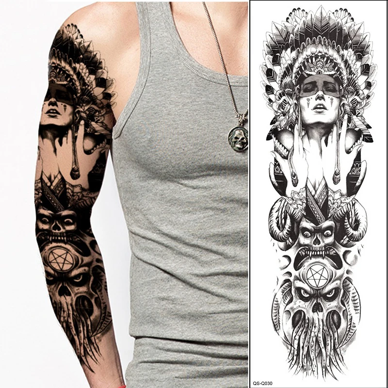 152 20 De Réductionnouveau Autocollant De Tatouage De Bras De Fleur Complète Femmes Anciennes Garder Les Larmes Peinture De Corps Faux Exotique