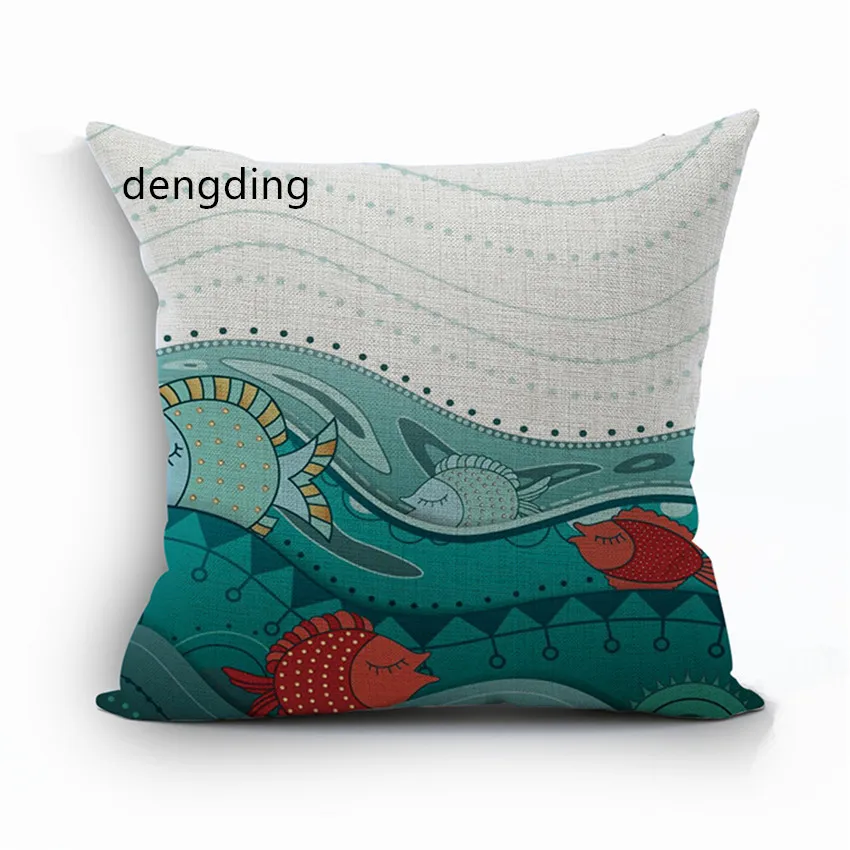 

pillow cases Fish Pillow Cover For Home Pillowcase Aquatic Animal Cojines Decorative 45x45cm Throw Pillow Cases