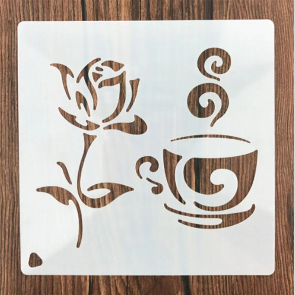 

HOT Coffee Rose Flower Shaped Reusable Coffee Stencil Airbrush Painting Art Cake Spray Mold DIY Decor Crafts