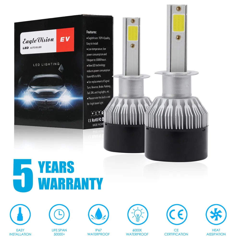 

2pcs/lot universal H1 1950W 292500LM LED Headlight Kit High or Low Beam Bulb 6000K Power Auto Headlamp Styling Lights