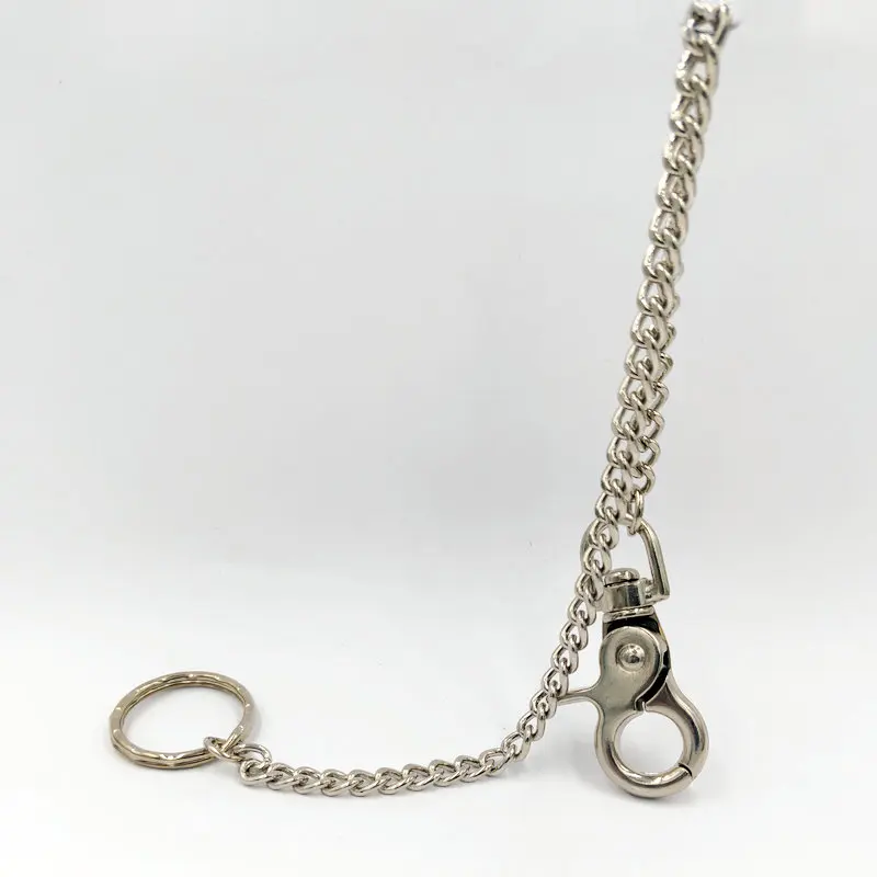 

Long Metal Wallet Belt Key Chain Rock Punk Trousers Hipster Pant Jean Keychain Silver Clip Keyring Men's HipHop Jewelry 40cm