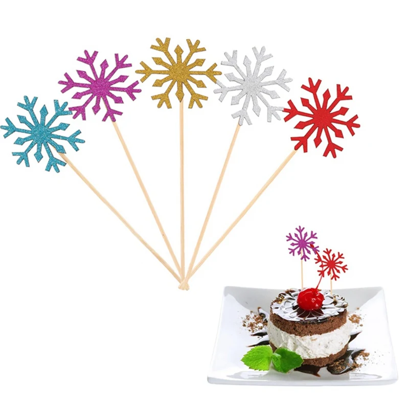

10Pcs/set Snowflake Cupcake Toppers Merry Christmas Decorations for Home Supplies Ornaments 2019 New Year Santa Claus