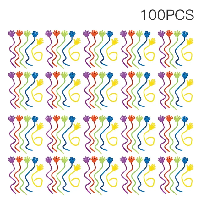 100Pcs Rubber Sticky Hands Kids Party Favors Supplies Carnival Prize Assorted Colors Squishy Toys for Kids Funny Present