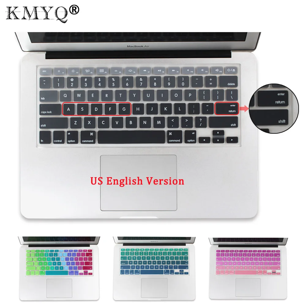 

US Enter English Letter Gradient Color Soft Silicone Keyboard Cover For Macbook Air Pro Retina 13 15" Laptop Keypad Protector
