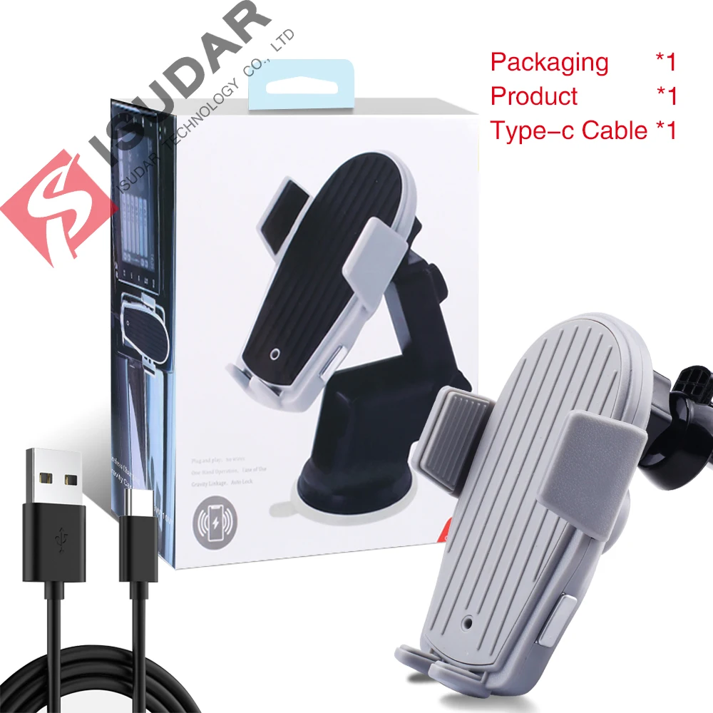 ISUDAR Qi 10 Вт автомобильное беспроводное зарядное устройство для iPhone/samsung/HUAWEI mate интеллектуальный инфракрасный быстрая Беспроводная зарядка автомобильный держатель телефона