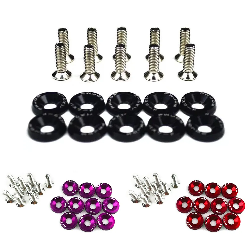 

20pcs/set Stainless Steel Engine Durable Concave Fasteners Mini Practical Bumper Aluminum Washer Car Use Splasher Screw Set